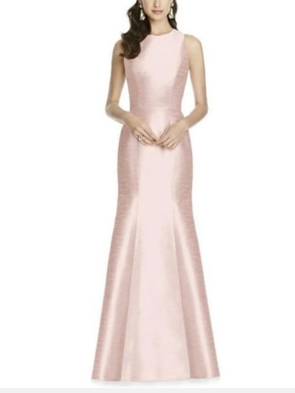 ALFRED SUNG Pale Pearl Pink Sleeveless Satin Mermaid Gown Size 2